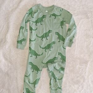 Tea Collection Green Dinosaur Kids Footie